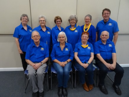 Front: Rex Toomey, Di Gillespie, Clive Smith, Jennifer Mullin, Back:  Yvonne Toomey, Pauline Every, Sue Brindley, Shirley Aitchison, Margaret Blight. 